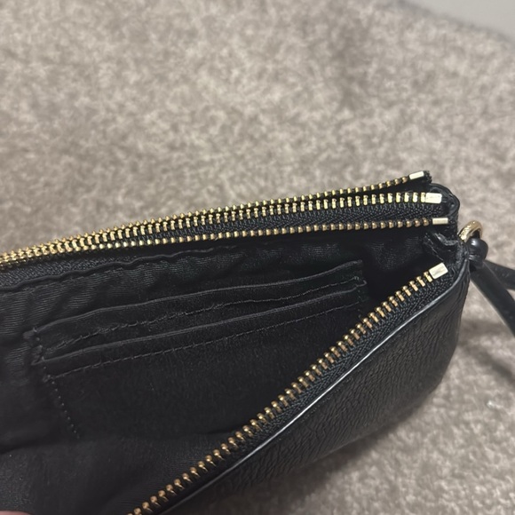 Coach Black Leather Wallet Purse Wristlet Dual Zipper - Picture 5 of 5